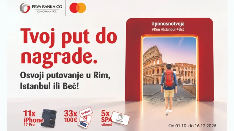 Nagradna igra: Ponosno tvoja Prva banka CG i Mastercard nagrađuju